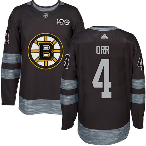 Adidas Bruins #4 Bobby Orr Black 1917-100th Anniversary Stitched NHL Jersey